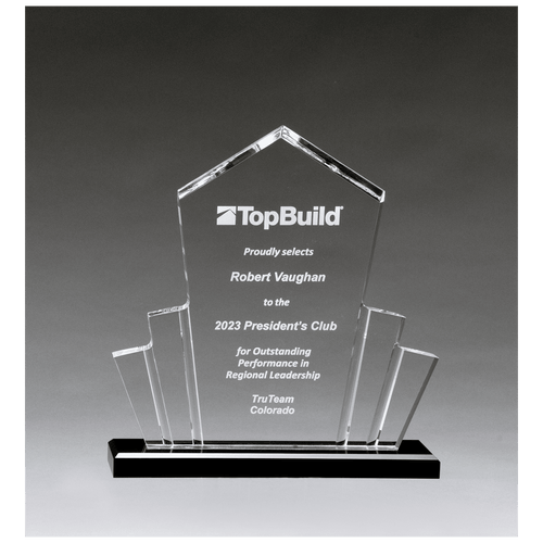 10" x 10 3/4" Large Tower Spotlight Clear Acrylic with Black Acrylic Base.