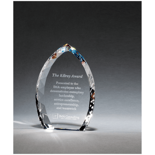 5" x 7" x 1 1/8" (Tapered) Crystal Flame with Jeweled Edge and Prism-Effect
